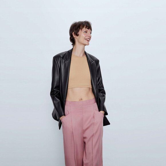 NEW Zara Dusty Rose Pink High Waist Wide Leg Culottes Pants, Size S - Picture 3 of 16